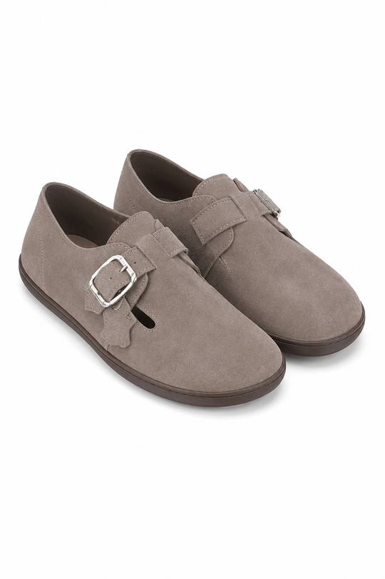 Slate — Baleriny Barefoot Damskie, Zamsz, Podeszwa Gumowa