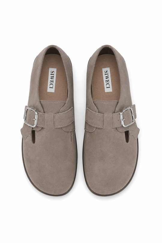 Slate — Baleriny Barefoot Damskie, Zamsz, Podeszwa Gumowa