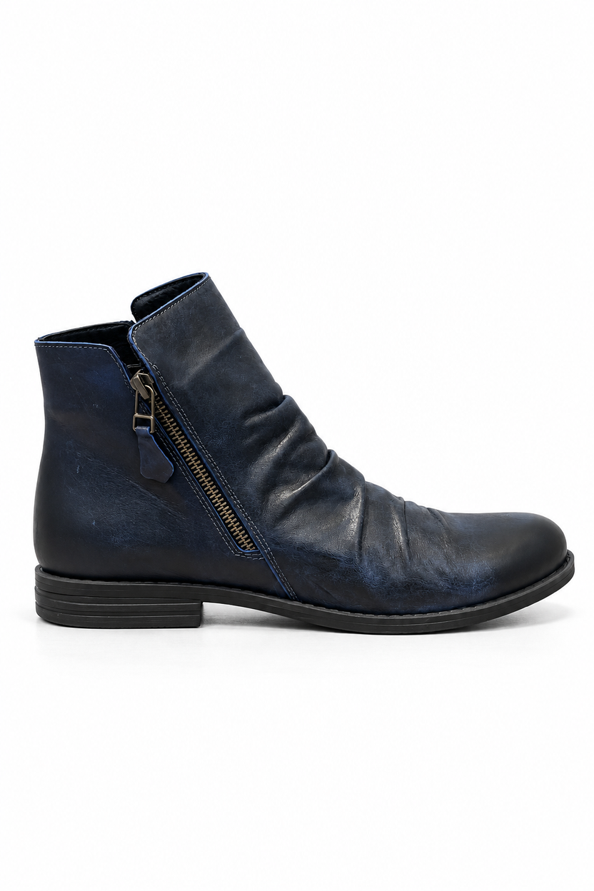 Granatowa Fala — Damen-Stiefeletten mit gerafftem Schaft
