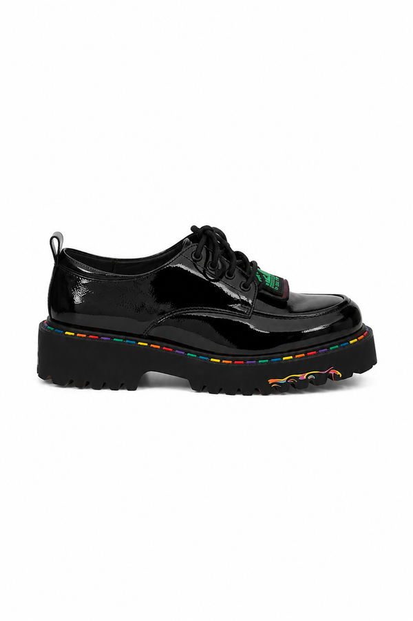 Noir Lace — Półbuty Oksfordki, Skóra Lakierowana, Lekkie