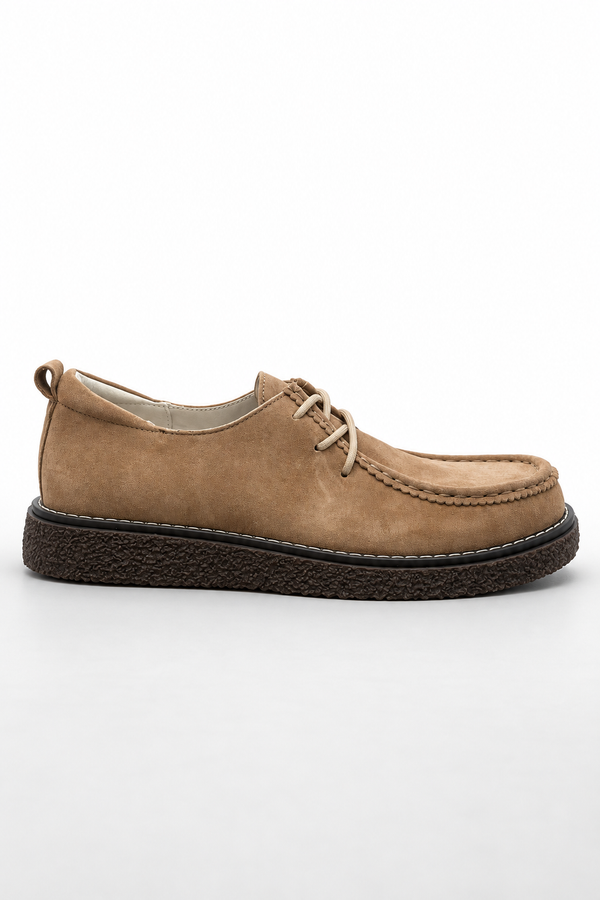 Duna — Półbuty Barefoot Sznurowane, Zamsz Naturalny, Szeroka Tęgość G/H
