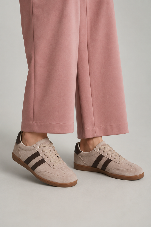 Santorini — Sneakersy Barefoot Damskie, Skóra Zamszowa, Szeroki Przód