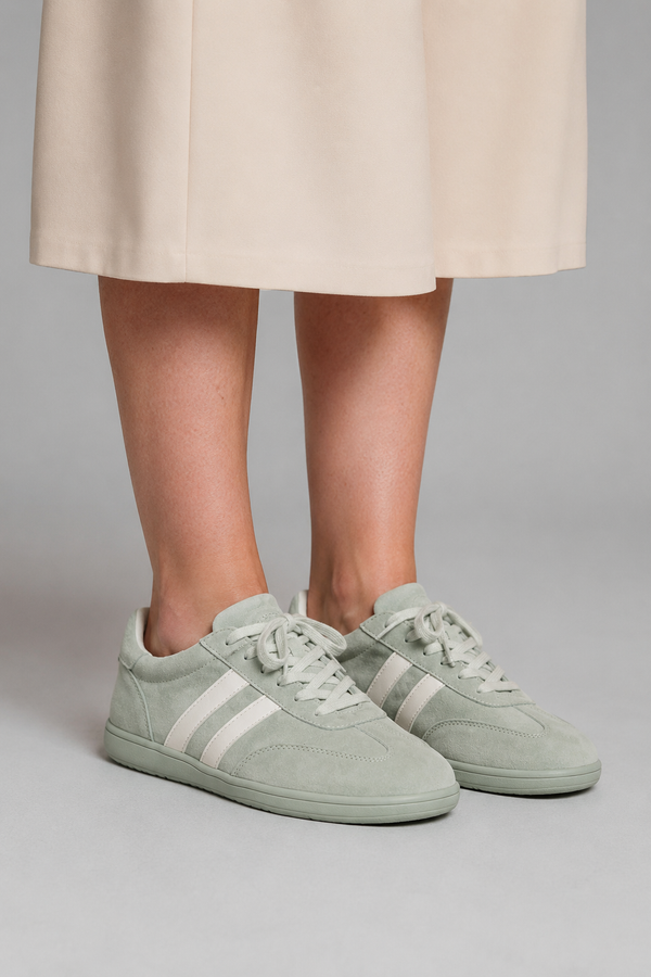 Santorini — Sneakersy Barefoot Damskie, Skóra Zamszowa, Szeroki Przód