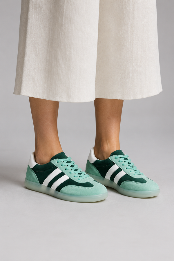 Santorini — Sneakersy Barefoot Damskie, Skóra Zamszowa, Szeroki Przód