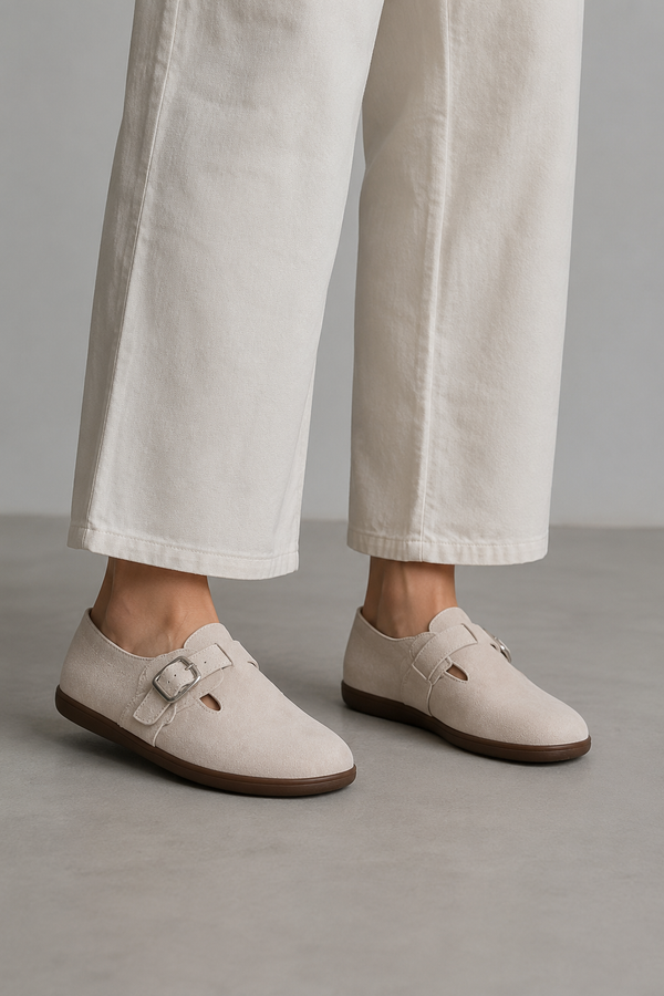 Slate — Baleriny Barefoot Damskie, Zamsz, Podeszwa Gumowa