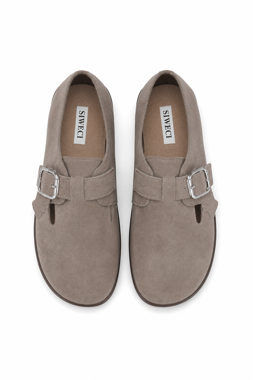 Slate — Baleriny Barefoot Damskie, Zamsz, Podeszwa Gumowa