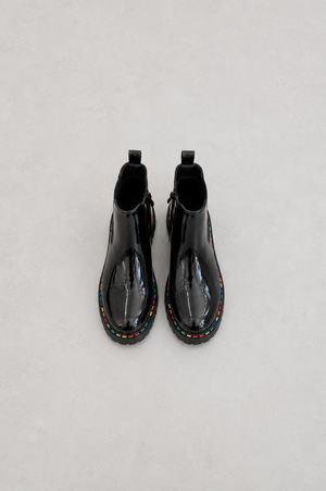 Iris — Botki Damskie Lakierowane, Sztyblety z Zamkiem