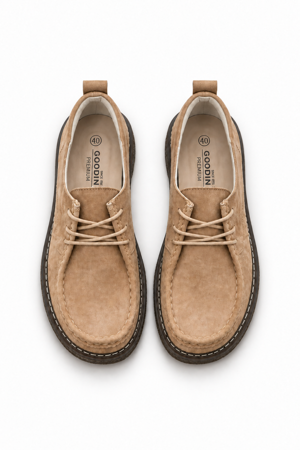 Duna — Półbuty Barefoot Sznurowane, Zamsz Naturalny, Szeroka Tęgość G/H