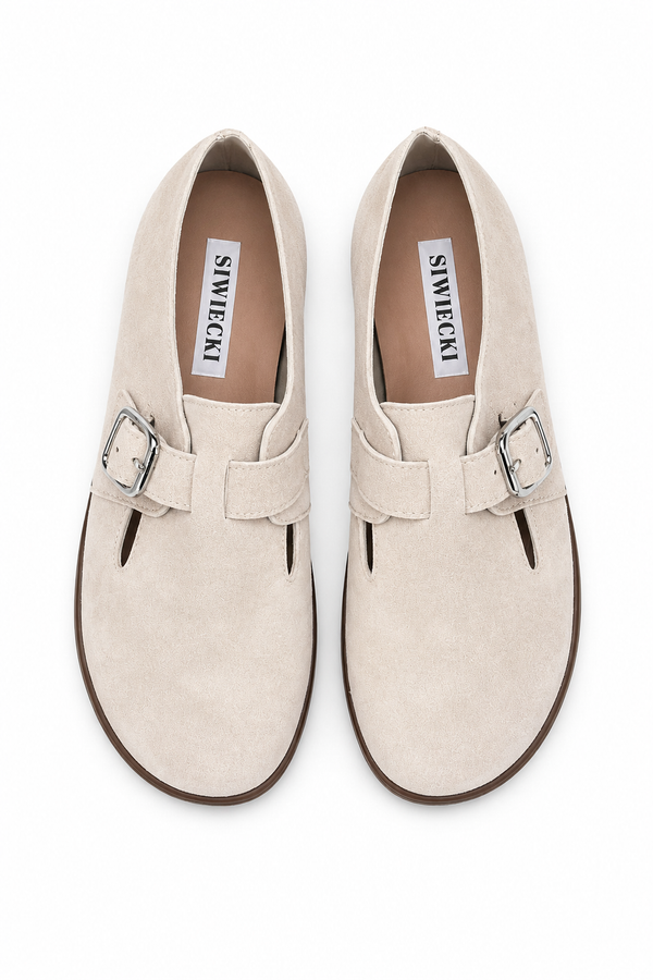 Slate — Baleriny Barefoot Damskie, Zamsz, Podeszwa Gumowa