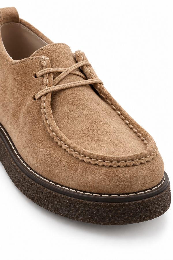 Duna — Półbuty Barefoot Sznurowane, Zamsz Naturalny, Szeroka Tęgość G/H
